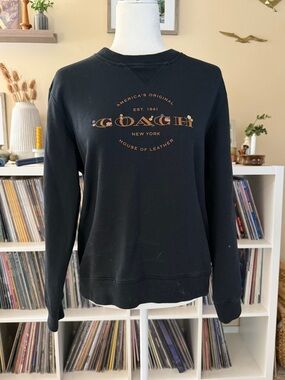 Coach House of Leather Size Large Black Floral Crew Neck Sweatshirt
